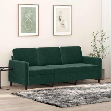 vidaXL Driezitsbank 180 cm fluweel donkergroen, Verzenden, Nieuw, Driepersoons, Stof