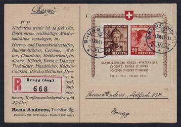Zwitserland 1941 - Zwitserland blok van 6 FDC PRO JUVENTUTE, Gestempeld