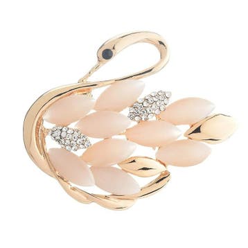 Fako Bijoux - Broche - Zwaan - Cats Eye - Kattenoog -, Verzenden, Nieuw