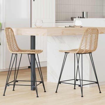 vidaXL Barkruk 2 st Naturel 44,5 x 54,5 x 97,5 cm Riet en, Huis en Inrichting, Verzenden, Nieuw