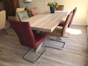 Set van 6 leren eetkamerstoelen - met sledepoot -, Huis en Inrichting, Ophalen of Verzenden, Nieuw, Leer