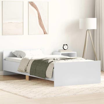 vidaXL Bedframe bewerkt hout wit 90x200 cm, 90 cm, Eenpersoons, Verzenden, Wit