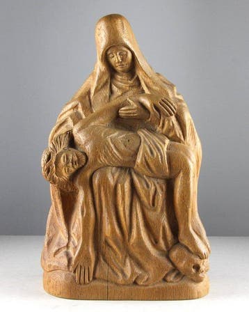 Snijwerk, Pietà - 30 cm - Eik