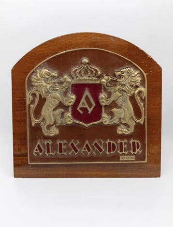 Reliëf, Stemma Alexander - 25.5 cm - Brons, Hout, Emaille, Antiek en Kunst