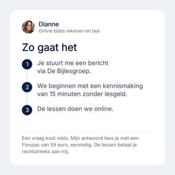 Dianne geeft online bijles rekenen en taal, Privéles, Bijles