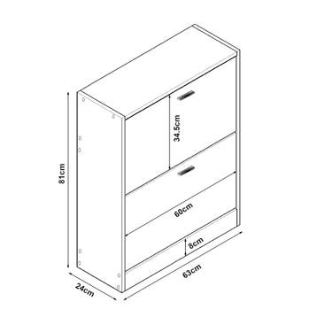 Schoenenkast Sykkylven 2 kleppen sonoma eiken 81x63x24 cm [e, Verzenden, Nieuw