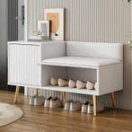 Witte Schoenenbank met Opbergruimte – Luxe Zitbank met Rugle, Verzenden, Nieuw