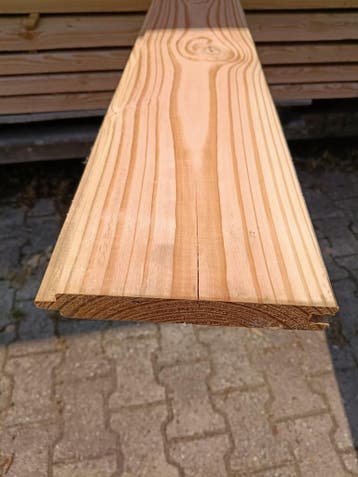 Ca. 48x Douglas blokhutprofiel 500 cm lang, blank, Nieuw