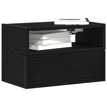 vidaXL Nachtkastje wandgemonteerd 45x26x28,5 cm zwart, Verzenden, Nieuw, Hout