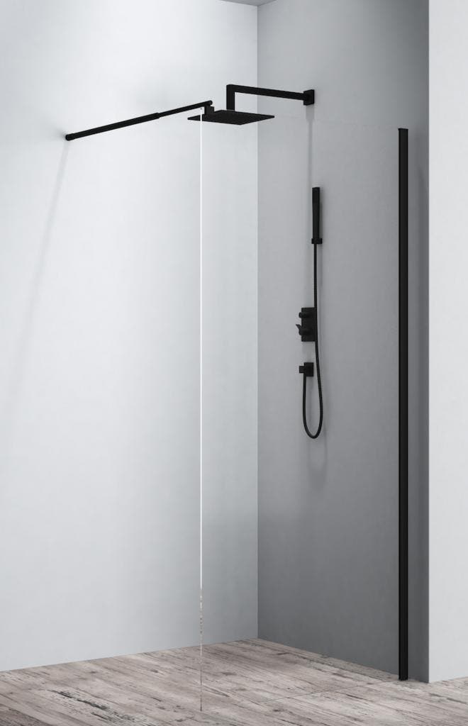 SALE - Roka 100 x 200 - 8mm - Inloopdouche - Mat zwart, Doe-het-zelf en Verbouw, Sanitair, Nieuw, Ophalen of Verzenden