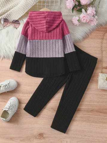 Set Meisjes Hoodie met Broek - Colorblocking Stijl voor Lent, Verzenden, Nieuw