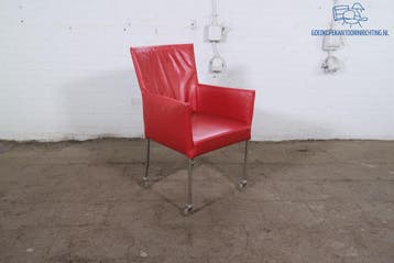 Bert Plantagie design vergaderstoel rood leer – RVS, skatewi, Verzenden, Gebruikt