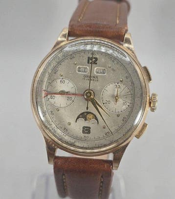 Orfina -18K Gold Komplikation - Triplekalender + Mondphase +, Nieuw