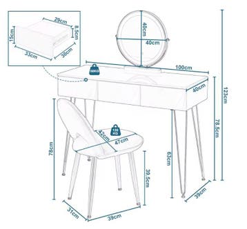 Kaptafel met LED Spiegel en Kruk – 3 Lades Draaibare Spiegel, Huis en Inrichting, Tafels | Kaptafels, Verzenden, Nieuw