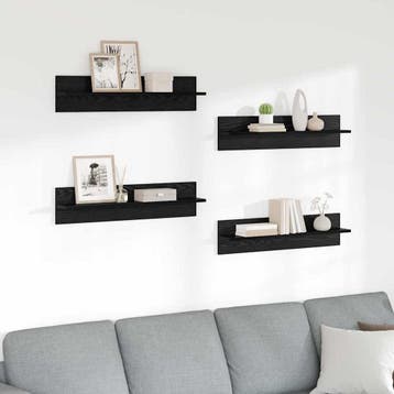 vidaXL Wandplanken 4 st Zwart Eiken 80 x 11,5 x 18 cm, Verzenden, Nieuw