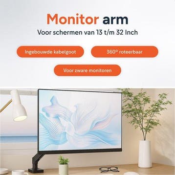 2dekans | Monitor Arm met gasveer - Beugel voor 1 scherm -, Computers en Software, Ophalen of Verzenden, Zo goed als nieuw, Skoov