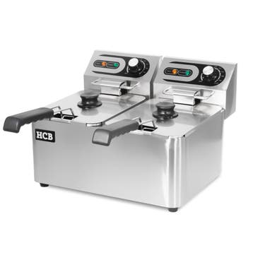 HCB Dubbele friteuse - 2 x 4,5 liter - 2 x 230V - RVS, Zakelijke goederen, Verzenden, Nieuw in verpakking