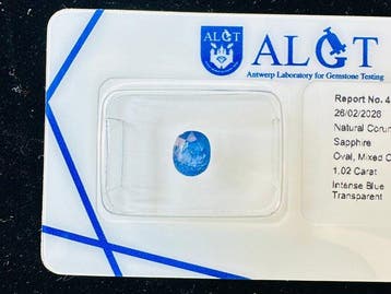 Zonder minimumprijs Blauw Saffier - 1.02 ct - Antwerp, Sieraden, Tassen en Uiterlijk, Nieuw