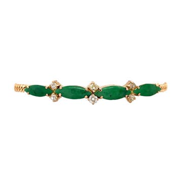 Gouden vintage armband met jade en diamant 20 kt, Ophalen of Verzenden, Nieuw