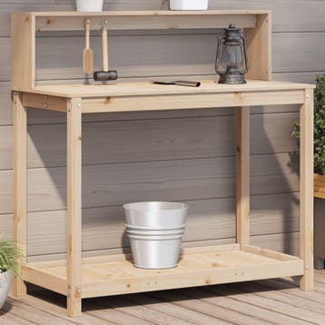 vidaXL Oppottafel met schappen 108x50x109,5 cm massief, Verzenden, Nieuw