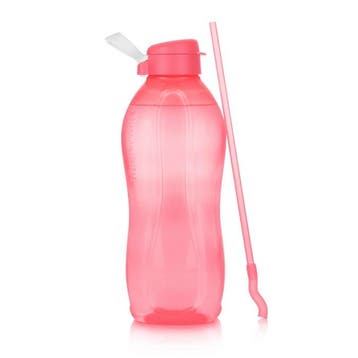 Tupperware Waterfles (Eco) Plus 2 l met Rietje Roze, Nieuw
