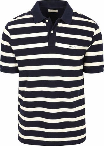 Gant Poloshirt Stripe Navy Wit maat XL Heren, Verzenden, Wit, GANT, Maat 56/58 (XL)