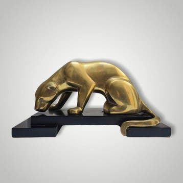 sculptuur, Panthère - 30.5 cm - Brons - 1930, Antiek en Kunst