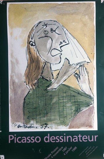 Pablo Picasso - Dessinateur 1988 - Manifesto originale -, Antiek en Kunst, Kunst | Tekeningen en Foto's