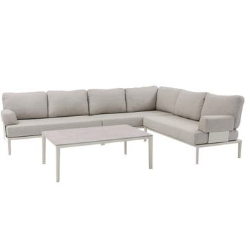 Hong Kong hoek loungeset 4 delig aluminium latte zand, Tuin en Terras, Ophalen of Verzenden, Nieuw, Aluminium