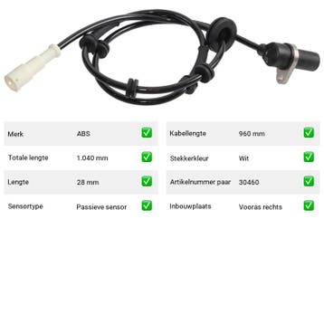 ABS-sensor Vooras rechts Rover 200 213 S (1985-1989), Verzenden, Nieuw, Rover