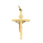 Gouden hanger van een kruis met corpus; INRI, Ophalen of Verzenden, Gebruikt, Goud, Overige merken