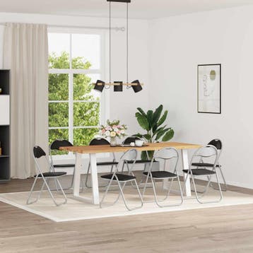 vidaXL Inklapbare stoel 8 st Nep Leer Zwart en Grijs 48 x, Huis en Inrichting, Stoelen, Verzenden, Nieuw, Zwart