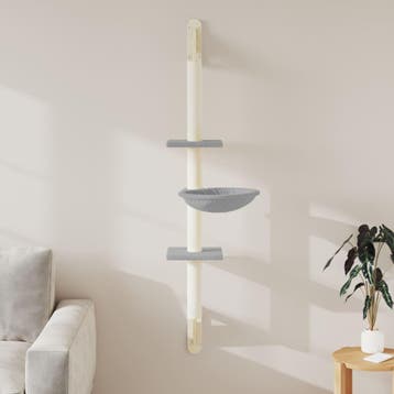 vidaXL Kattenmeubel wandgemonteerd met krabpaal 142,5 cm, Verzenden, Nieuw