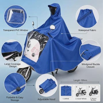Waterdichte Motor Regen Poncho - Volledige Bescherming Scoot, Verzenden, Nieuw met kaartje