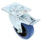 Zwenkwiel met rem en bevestigingsplaat verzinkt met blauwe, Doe-het-zelf en Verbouw, Zwenkwielen, Verzenden, Nieuw