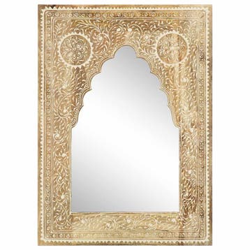 vidaXL Spiegel handgeschilderd 40x55 cm massief mangohout, Huis en Inrichting, Verzenden, Nieuw