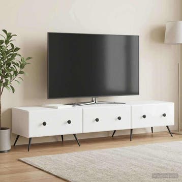 vidaXL TV-kast met lade Hoogglans Wit 147 x 34,5 x 30 cm, Minder dan 50 cm, Verzenden, Nieuw, Minder dan 100 cm