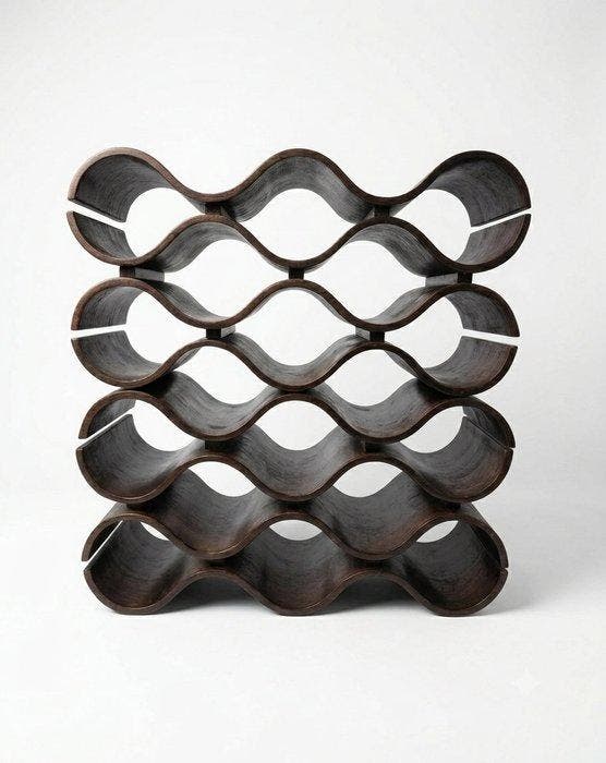 Wijnrek - Multiplex - Bentwood wijnrek, Antiek en Kunst, Kunst | Designobjecten