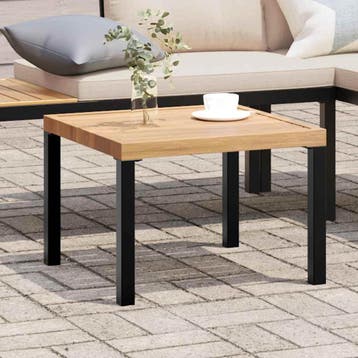 vidaXL Tuinsalontafel 55x55x39,5 cm gepoedercoat staal zwart, Verzenden, Nieuw, Metaal