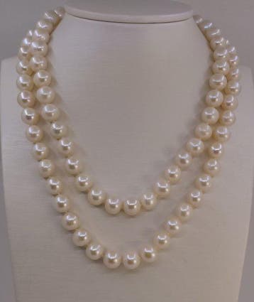Zonder minimumprijs - Halsketting 9,5×10,5 mm ronde witte, Nieuw