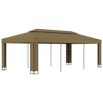 vidaXL Prieel met dubbel dak 180 g/m² 3x6 m taupe, Verzenden, Nieuw