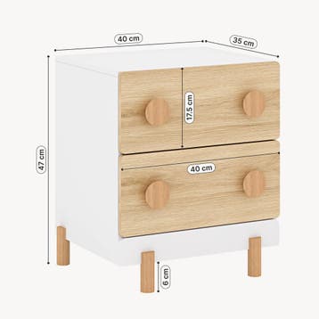 Kindernachtkastje Vaarentaa met 2 lades 47x40x35 cm eikenkle, Verzenden, Nieuw