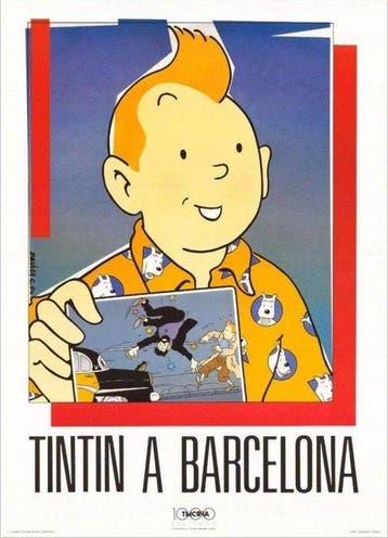 Conesa Xavier - 1 Offset Print - Tintin - Tintin a Barcelona, Nieuw