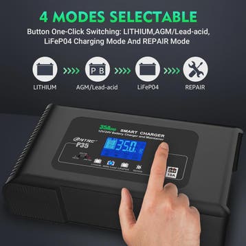 HTRC 35A Slimme Acculader 12V/24V voor Auto, Motor, Vrachtwa, Verzenden, Nieuw