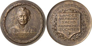Brons medaille ohne Jahr Tiere/tierzucht Kaninchen, Verzenden