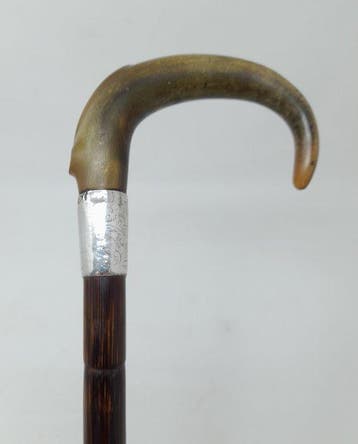 Wandelstok - Natuurlijke hoornhandvat - Hout, Zilver, Hoorn