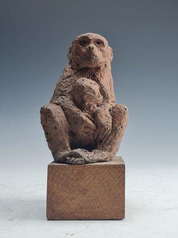 Figuur - Monkey with Young - schamott