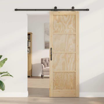 vidaXL Schuifdeur 73,5 x 211 cm Bewerkt hout Naturel en, Verzenden, Nieuw