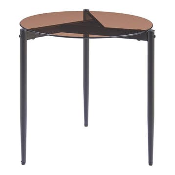 Bijzettafel Ulökantaa rond rookglas 50x50 cm bruin [en.casa], Verzenden, Nieuw