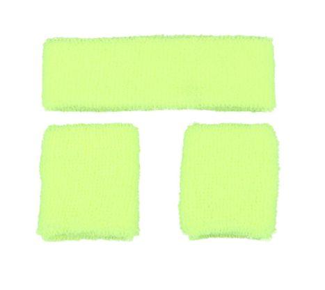 Neon zweetband hoofd en pols geel, Hobby en Vrije tijd, Feestartikelen, Feestartikel, Nieuw, Verzenden